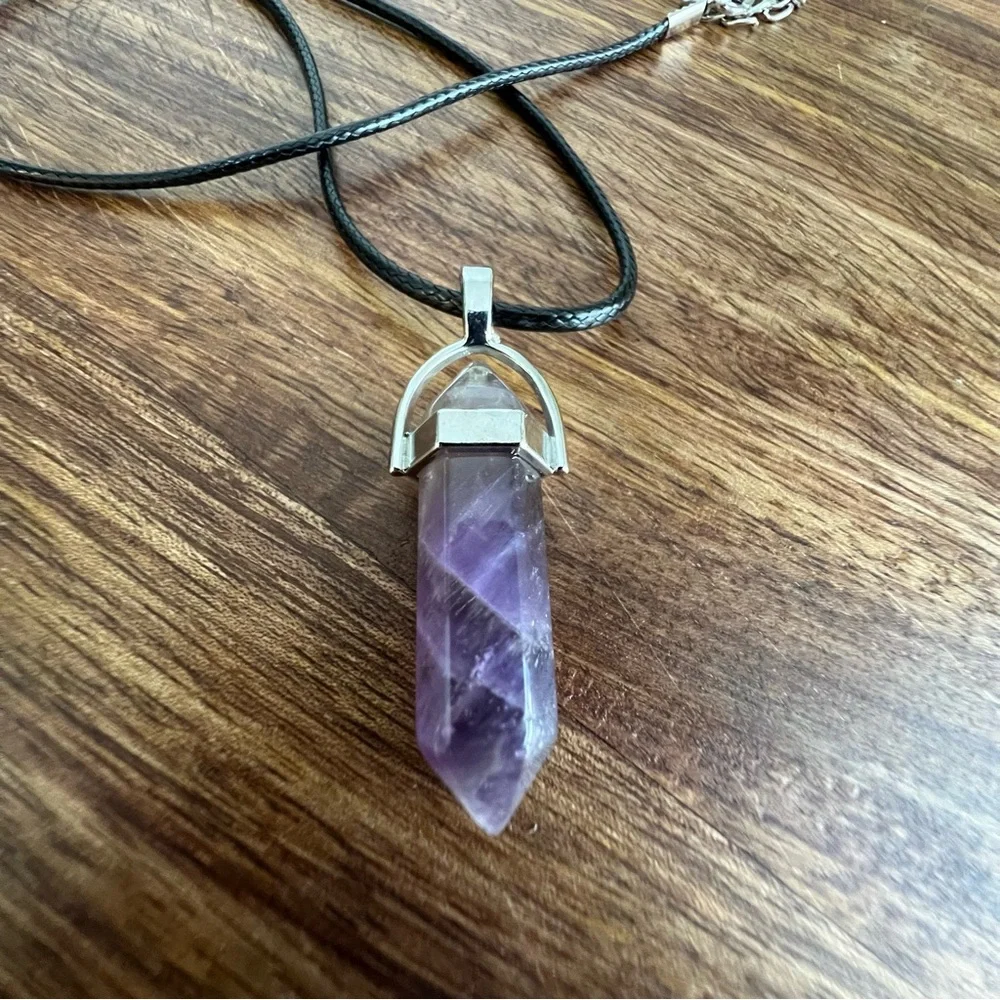 Amethyst Crystal Pendant Necklace - Picture 6 of 7